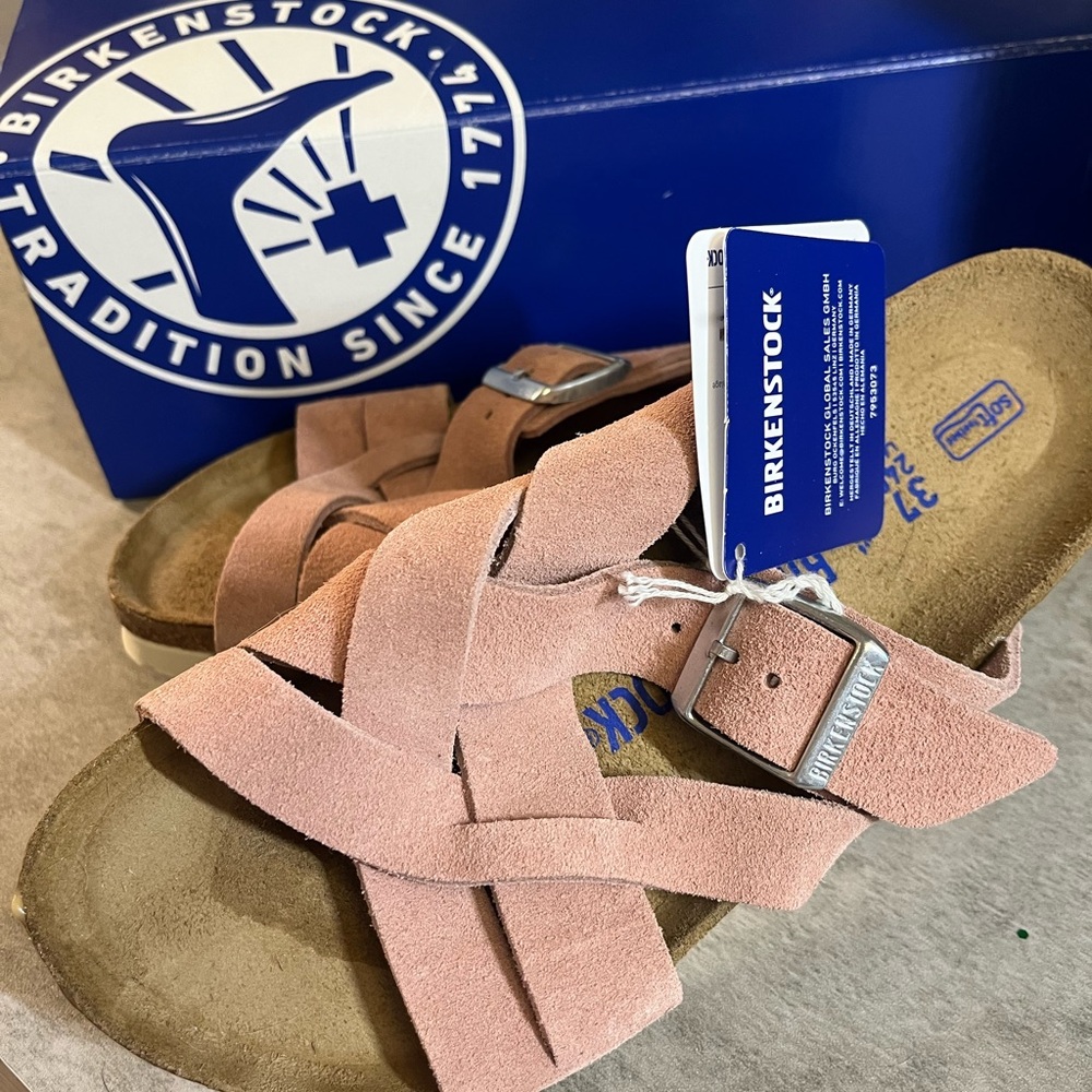 Birkenstock Pink Clay Suede Sandals